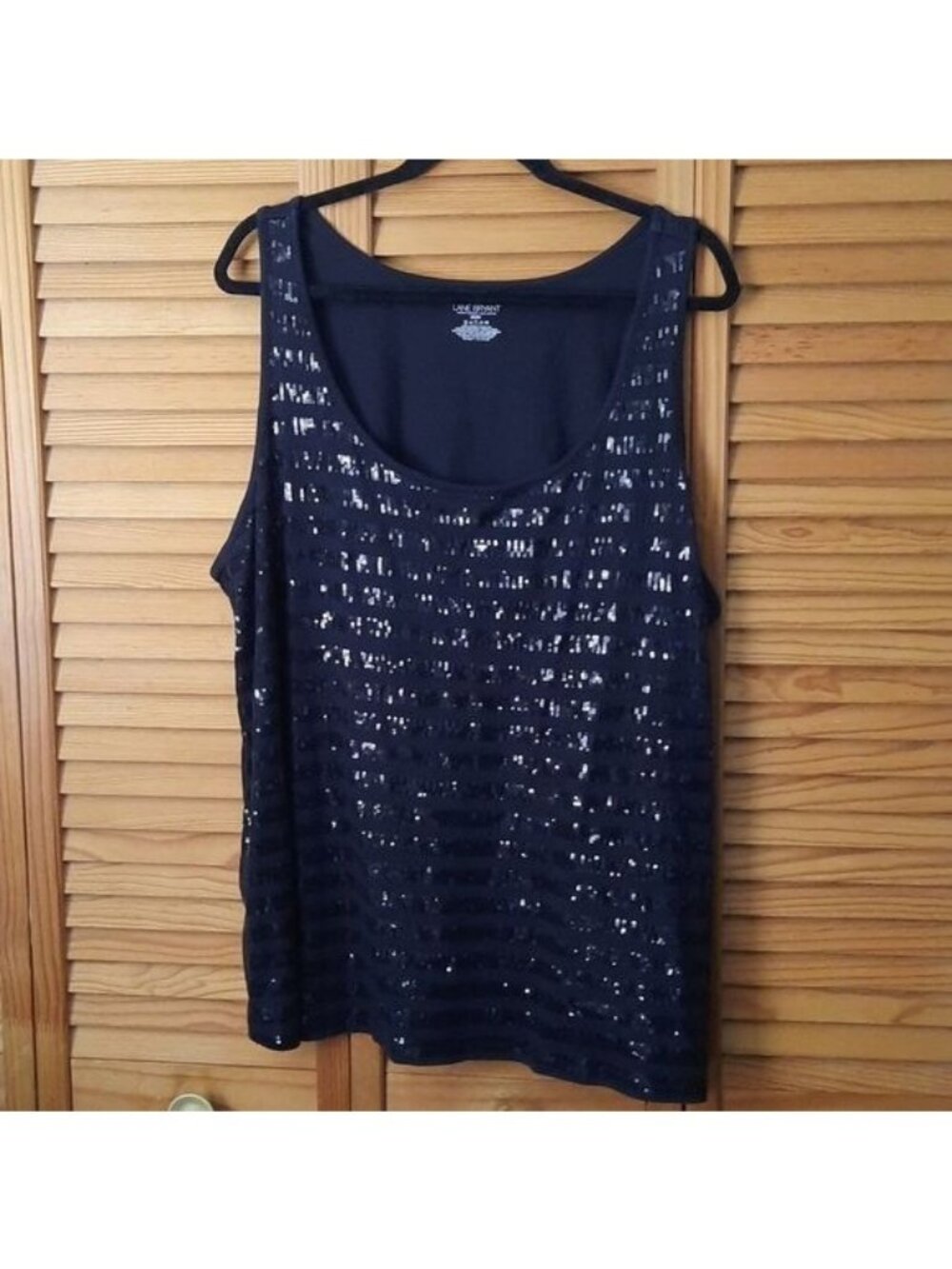 Lane Bryant Black Striped Small Sequin Holiday Tank Top Size 22/24